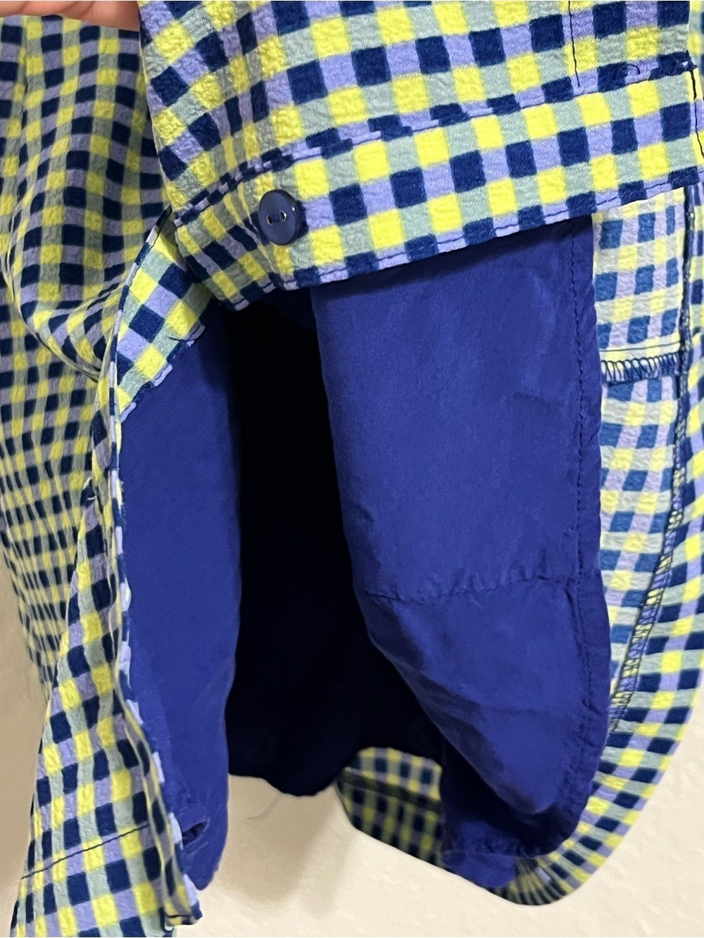 Urban Outfitters Blue Yellow Plaid Seersucker Feel Mini Dress XS/S Preppy Twee - Picture 4 of 8